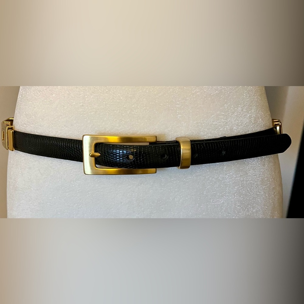 Ladies Black Belt with Goldtone Accents